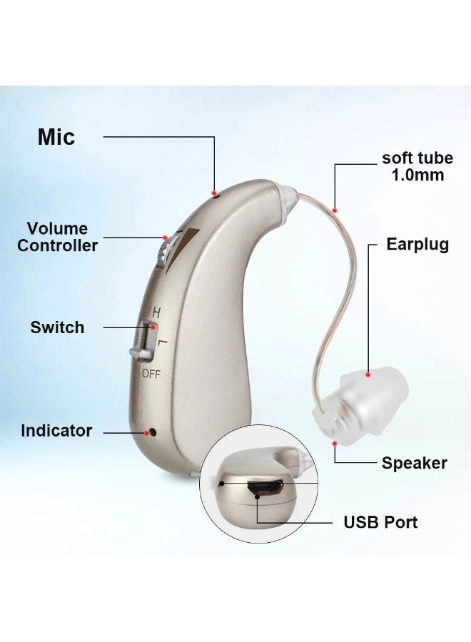 Rechargeable Hearing Aid for Hearing Loss, Digital Noise Cancelling Hearing Amplifier with Volume Control, Comfortable Behind The Ear Hearing Aid for Seniors - Image 5